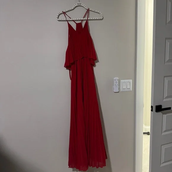 Petal & Pup Red Pleated Halter Maxi Dress - Picture 7 of 7